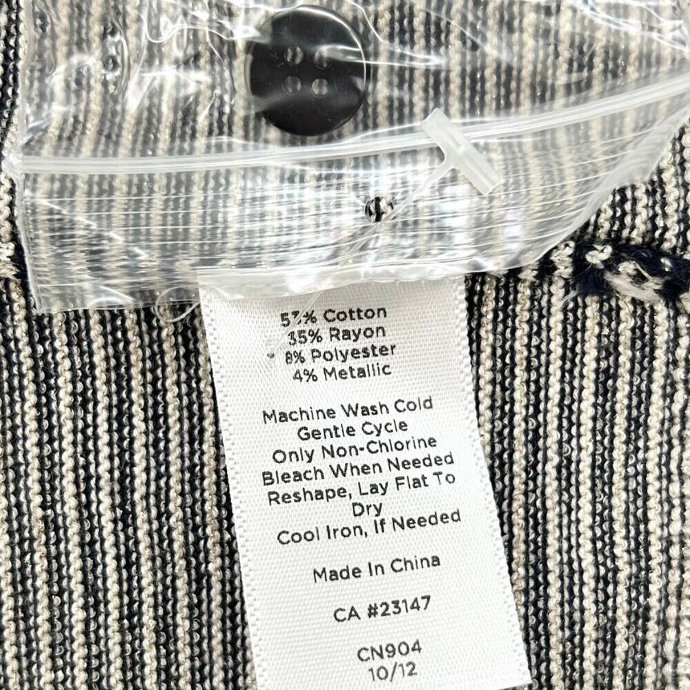Talbots Navy Blue Striped Metallic Crewneck Long Sleeve Sweater Knit Cardigan - Picture 3 of 9